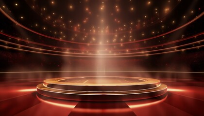 Red golden ceremony award stage venue background.