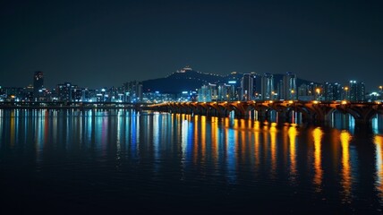 Fototapeta na wymiar han river night view in seoul,south korea