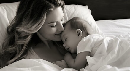 Love of a mother and a baby. Family at home. Lifestyle Concept
