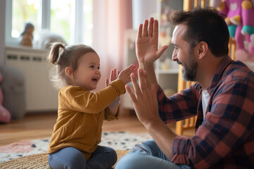 Precious Moments: Father and Child Sharing a High Five