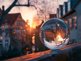 glass sphere against a cityscape  - Powered by Adobe