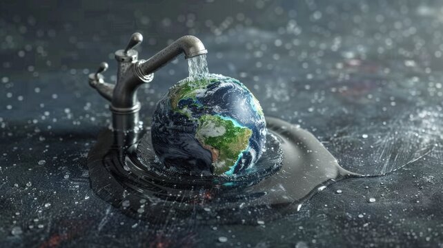 Saving water and world environmental protection concept.world environment day World Day Against Drought and Drought Problems. World Ocean Day. or World Ocean Day.