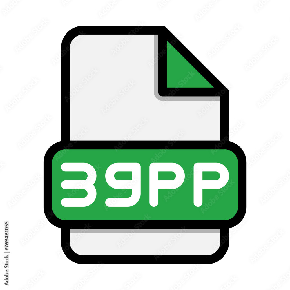 Poster 3gpp file icons. flat file extension. icon video format symbols. vector illustration. can be used fo