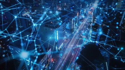 Obraz premium Smart city and intelligent communication network of things ,wireless connection technologies concept