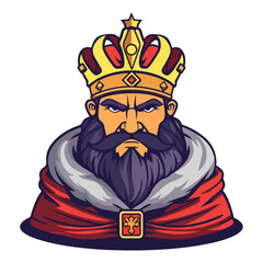 Realistic King Head Mascot for Esports Team Logo Flat Color Vector Art