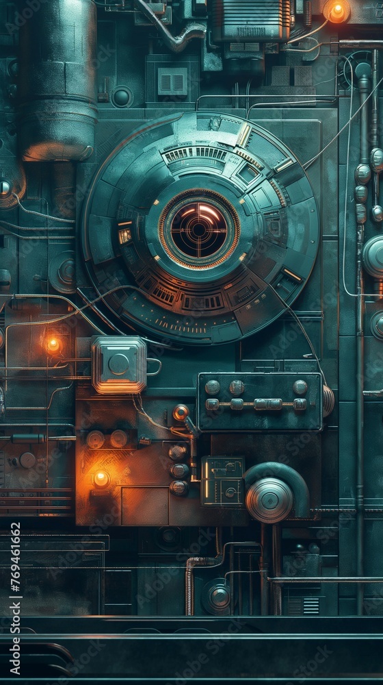 Poster a close-up of a complex circuit board. quantum cryptography concept