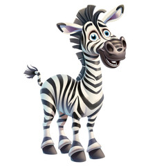 Fototapeta premium Cute Funny Cartoon Zebra, Illustration for Children Book, Generative AI