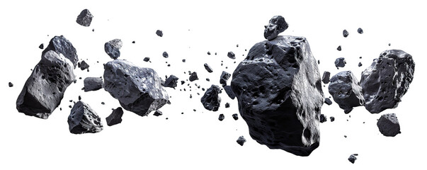 Flying asteroids cut out