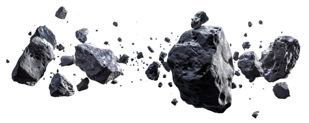 Flying asteroids cut out