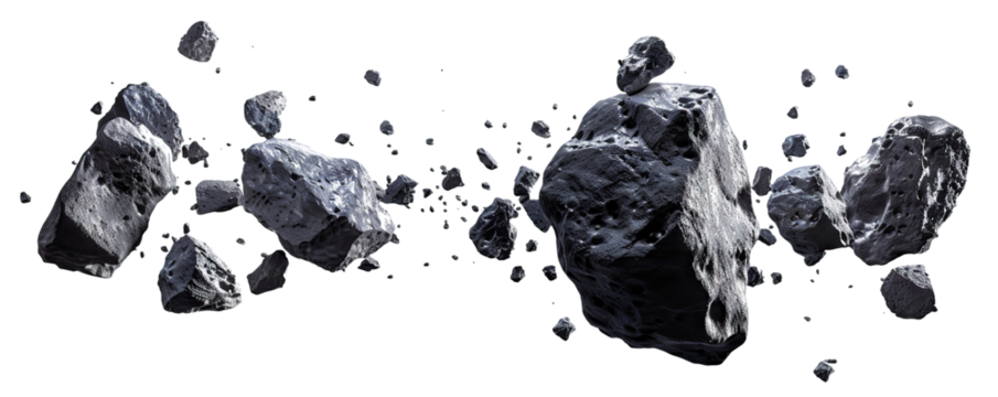 Flying asteroids cut out