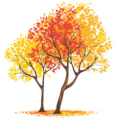 Autumn Trees Clipart clipart isolated on white background