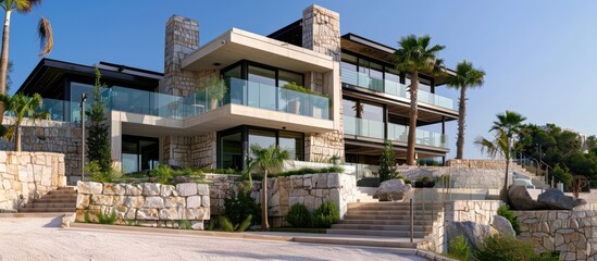 Modern architectural design elements in a luxury property.