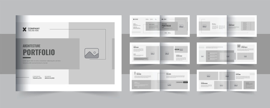 Landscape interior brochure design, architecture or landscape catalog portfolio template