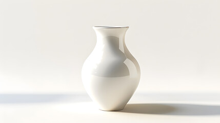 White glossy Empty vase isolated on white background