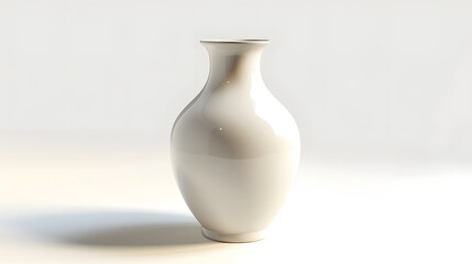 White glossy Empty vase isolated on white background