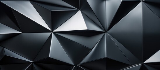 A close up of a geometric pattern in shades of grey with electric blue accents on a wall, showcasing symmetry and creative arts in a dark space - obrazy, fototapety, plakaty