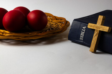 Easter eggs and holy bible