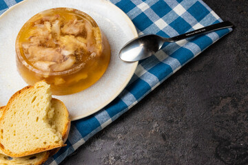 Hungarian traditional christmas food - Kocsonya - aspic on a plate