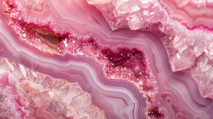 Fotobehang Detailed view of a pink and white marble surface, showcasing intricate patterns and colors, background, wallpaper © keystoker