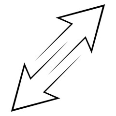 Arrow icon in different directions diagonally, sign transfer, stretch break