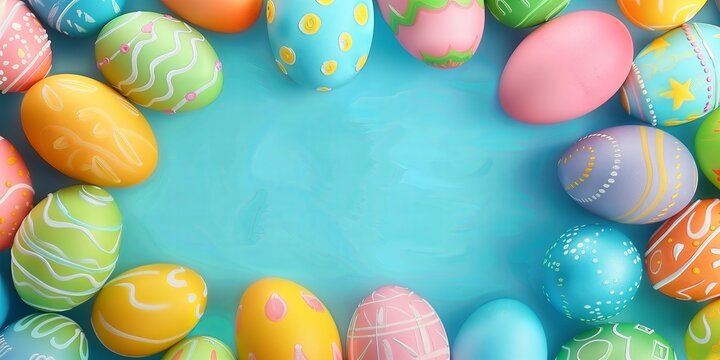Vibrant Easter Egg Array: Festive Background with Painted Springtime Designs