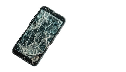 A smartphone with detail for the broken touch screen.