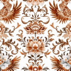 Watercolor Seamless pattern with brown and white	