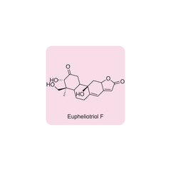 Eupheliotriol F skeletal structure diagram.Diterpenoid compound molecule scientific illustration on pink background.