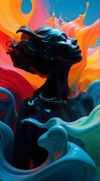 Abstract paintful portrait