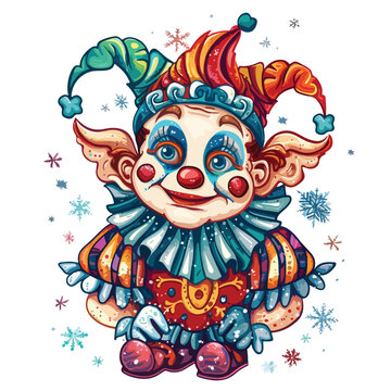 Clipart Clown in carnival costume of snowflake clipart