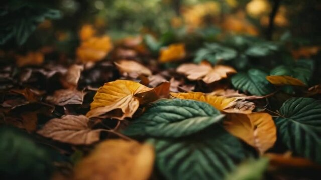 Autumn leaves on the ground 4k video background