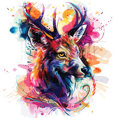 Colorful painting of an animal with creative abstract