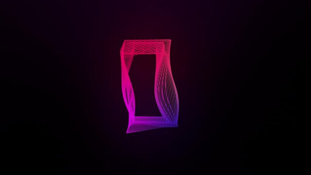 A graphic shining 3D polygon with echo elements. Backlight, Glow, neon, rotation. Screensaver