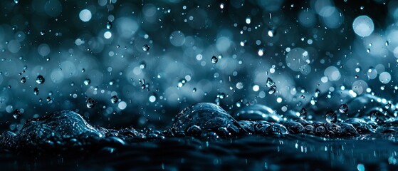 Aqua Cascade Cascading flow of water drops in a visually stunning cascade. - obrazy, fototapety, plakaty
