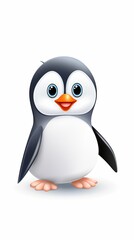 Fototapeta premium Round and plump penguin with a sweet smile, cute, cartoon