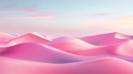 Zelfklevend Fotobehang 3d painting depicting a desert landscape with vast pink sand dunes against a serene backdrop, background, wallpaper © keystoker