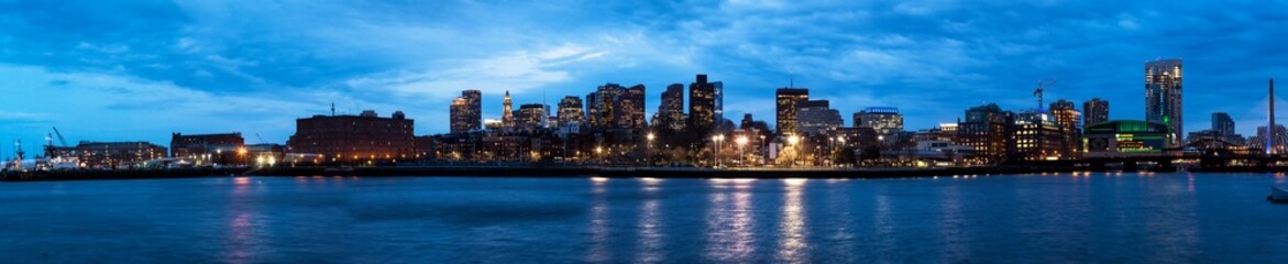 Fototapeta na wymiar Boston City Skyscrapers at night, Massachusetts, USA