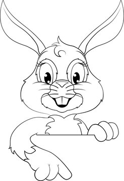 recommend clip art: Easter Bunny Rabbit Cartoon Character Peeking Sign