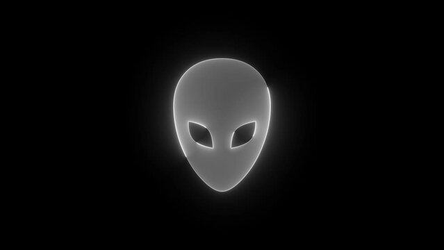 Face mask icon glowing neon white color animation black background