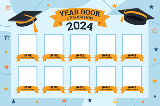 graduation 2024 yearbook cute vector illustration