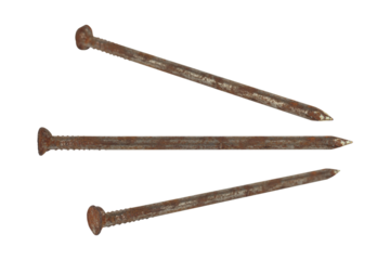 set of nail, old rusty nail isolated from background	