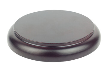 wooden stand, wooden pedestal for placing products, wooden plate, isolated from the background