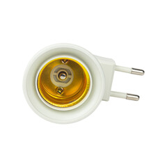 lamp adapter, plug with socket for a light bulb, isolated from the background