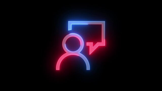 Neon feedback icon blue red color glowing animation black background