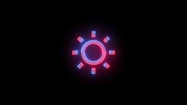 Neon lower brightness icon blue red color glowing animation black background