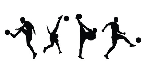 Teqball player. Silhouette of a person playing teqball on a white background. Graphics for designers and for decorating their work. Vector illustration.