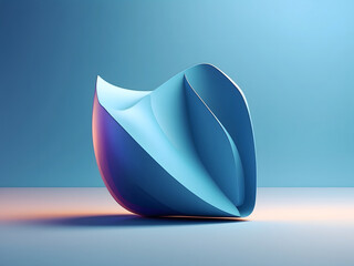Minimalist Background with Embossed 3D Shape. Blue Gradient Surface with Raised Square. 3D Render