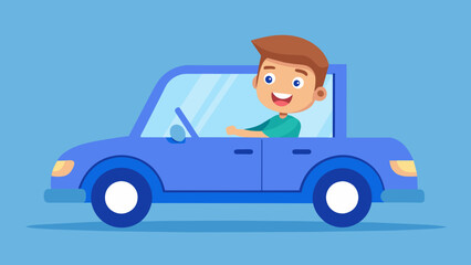 young man driving car vector illustration