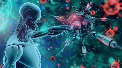 Nanomedicine Marvels: Targeted Drug Delivery by Nanorobots - obrazy, fototapety, plakaty