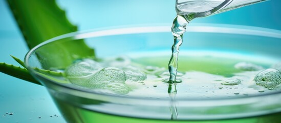 Liquid water is being poured into a glass containing ice, creating a refreshing drink. As the ice melts, the solution becomes a thirstquenching fluid